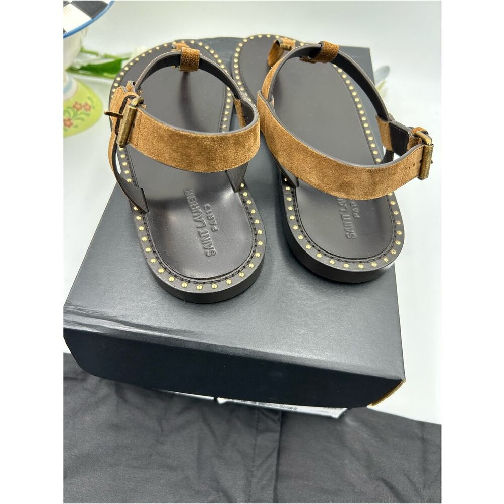 Men's Saint Laurent CASSANDRE YSL logo sandals size 43 made in Italy - Picture 4 of 10
